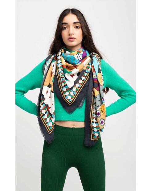 Grand foulard Acid noir