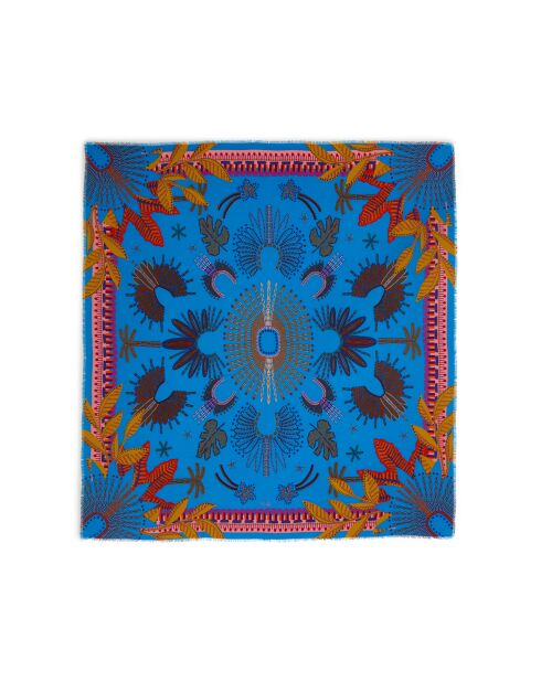 Grand foulard motifs ethniques Wakiza bleu