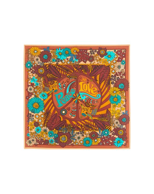 Mini foulard imprimé floral Peacelove ocre