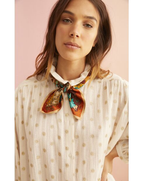 Mini foulard imprimé floral Peacelove ocre