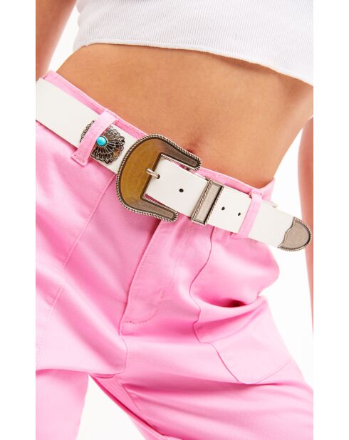 Ceinture en cuir inspiration navajo Kishi blanche