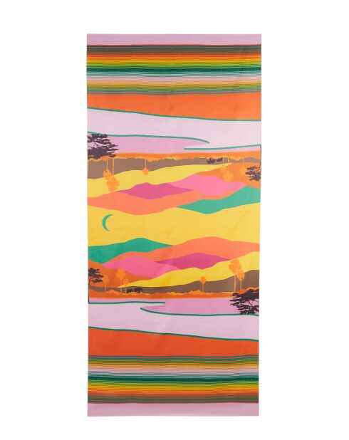 Grand foulard rectangulaire imprimé paysage Landscape rose