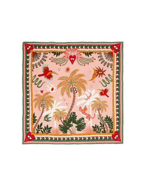 Grand foulard symboles exotiques Ciaoamore beige