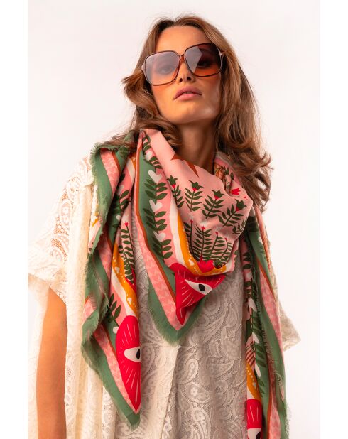 Grand foulard symboles exotiques Ciaoamore beige