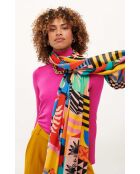 Grand foulard illustrations colorées Scritch multicolore