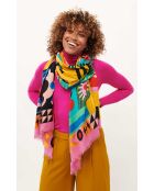 Grand foulard illustrations colorées Scritch multicolore