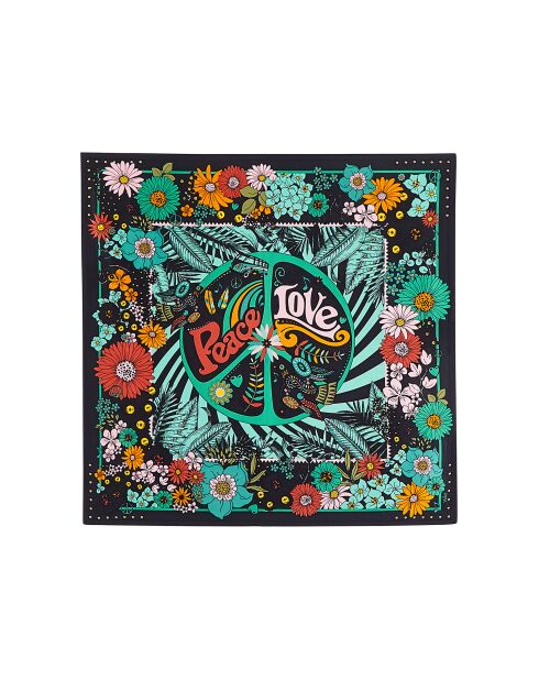 Foulard moyen imprimé floral Peacelove noir