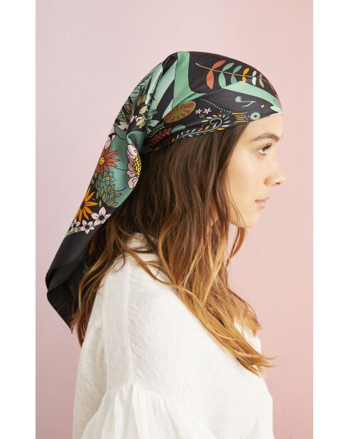 Foulard moyen imprimé floral Peacelove noir