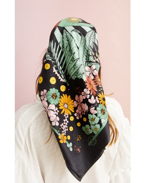 Foulard moyen imprimé floral Peacelove noir