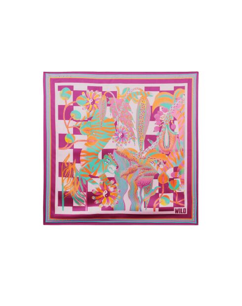 Mini foulard illustrations Chess violet