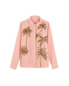 Chemise gaze de coton brodée de palmiers Angelo rose