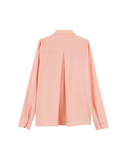 Chemise gaze de coton brodée de palmiers Angelo rose