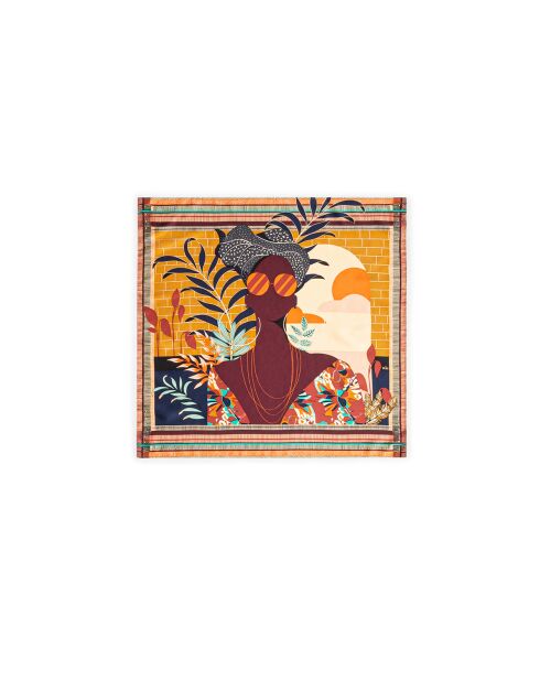 Mini foulard imprimé femme Saotome ocre