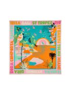 Grand foulard imprimé paysage Vacanze orange
