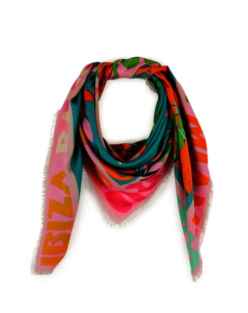 Grand foulard imprimé paysage Vacanze orange