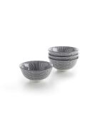 Set de 4 bols en porcelaine avec relief blanc / Noir - 15.5x6.5x7.2 cm