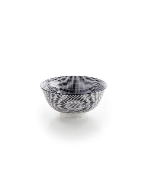 Set de 4 bols en porcelaine avec relief blanc / Noir - 15.5x6.5x7.2 cm