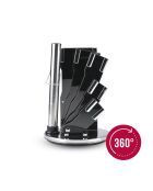 Ensemble de 8 pièces : 1 support en acrylique + 5 couteaux + 1 ciseaux + 1 fusil à aiguiser noir