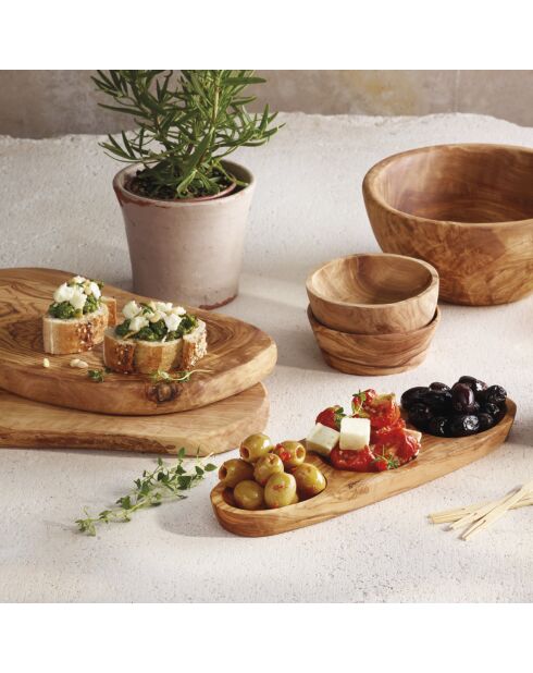 Set de 4 sous-verres en bois d’olivier faits à la main - 9x1.4 cm
