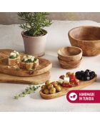 Set de 4 sous-verres en bois d’olivier faits à la main - 9x1.4 cm
