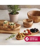 Set de 4 sous-verres en bois d’olivier faits à la main - 9x1.4 cm