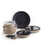 Batterie de cuisine 10 pièces en aluminium recyclé champagne