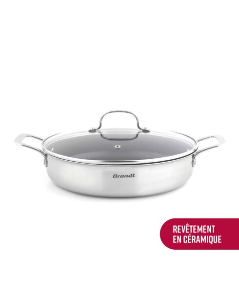 Padella antiaderente argentata a tre strati - D. 28 cm