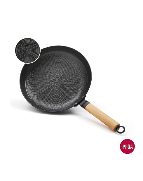 Poêle en fonte structure nid d'abeille noire - 28cm