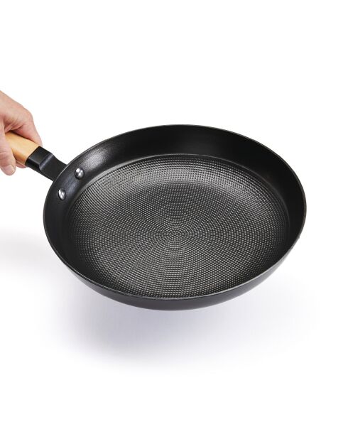 Poêle en fonte structure nid d'abeille noire - 28cm