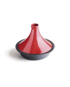 Tajine en fonte d'acier rouge avec couvercle en céramique - 29x23.5 cm