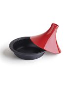 Tajine en fonte d'acier rouge avec couvercle en céramique - 29x23.5 cm