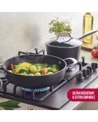 Set de 3 casseroles en aluminium forgé et acier inoxydable noir - 16 / 18 / 20 cm
