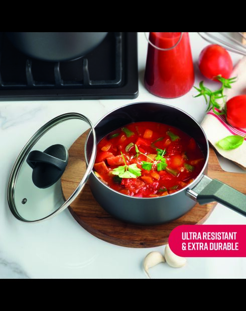Set de 3 casseroles Carbone Pro ultra résistant et anti-adhésif en aluminium noires - 16 / 18 /20 cm