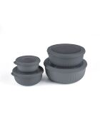Set de 4 bols à usages multiples avec couvercles hermétiques gris anthracite