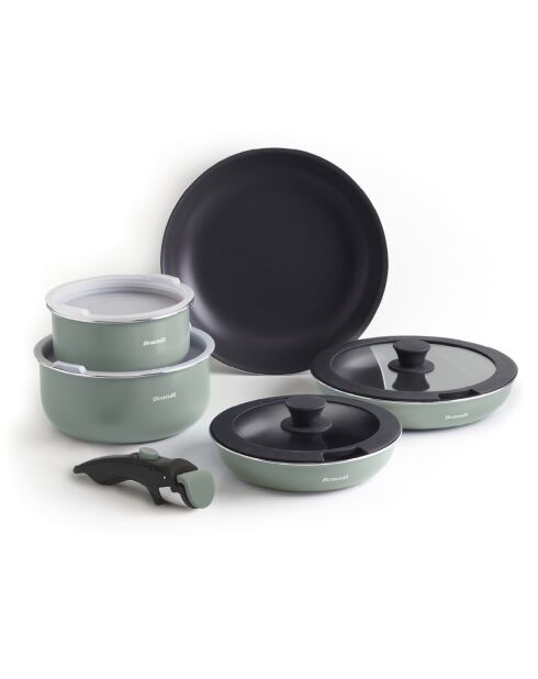 Batterie de cuisine 10 pièces en aluminium recyclé verte