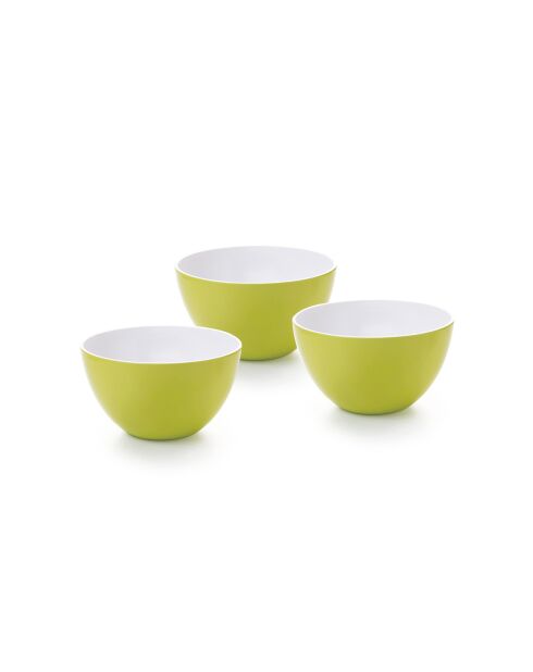 Set de 3 coupelles citron vert/blanc - 12.5 cm