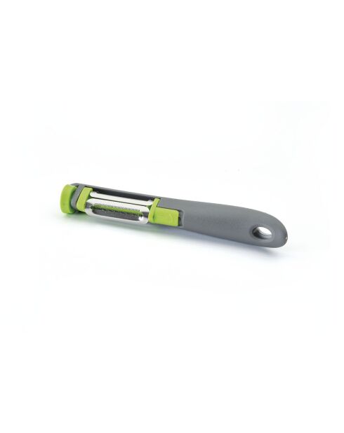 Éplucheur multi-usages avec 3 lames en acier inoxydable gris/vert - 8x15 cm