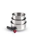 Batterie de cuisine Amo 4 pièces en acier inoxydable : 3 casseroles