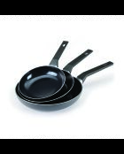 Set de 3 poêles Carbone Pro ultra résistant et anti-adhésif aluminium noir