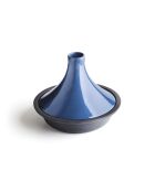 Tajine en fonte d'acier bleu avec couvercle en céramique - 29x23.5 cm