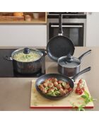 Batterie de cuisine Granite Pro 6 pièces en aluminium granite. 2 poêles et 2 casseroles avec couvercle marbre noir