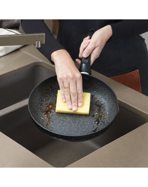 Batterie de cuisine Granite Pro 6 pièces en aluminium granite. 2 poêles et 2 casseroles avec couvercle marbre noir