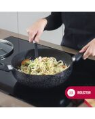 Batterie de cuisine Granite Pro 6 pièces en aluminium granite. 2 poêles et 2 casseroles avec couvercle marbre noir