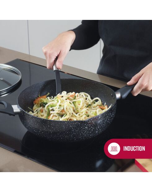 Batterie de cuisine Granite Pro 6 pièces en aluminium granite. 2 poêles et 2 casseroles avec couvercle marbre noir