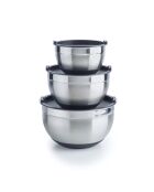 Set de 3 bols à mélanger en acier inoxydable avec couvercles - 16 / 20 /24 cm