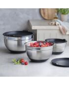 Set de 3 bols à mélanger en acier inoxydable avec couvercles - 16 / 20 /24 cm