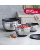 Set de 3 bols à mélanger en acier inoxydable avec couvercles - 16 / 20 /24 cm