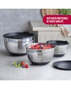 Set de 3 bols à mélanger en acier inoxydable avec couvercles - 16 / 20 /24 cm