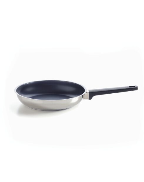 Poêle Qulinox revêtement anti-adhésif acier inoxydable argenté - D. 24cm