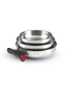 Batterie de cuisine Amo 4 pièces en acier inoxydable : 3 poêles